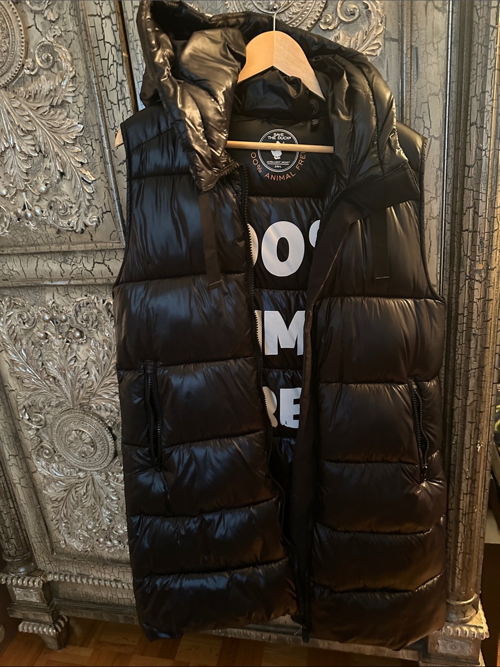 Save the duck black Puffer Vest with Hood - Unbranded